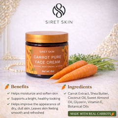 Carrot Pure Face Cream | Hydrating & Reviving Facial Moisturizer | 4oz